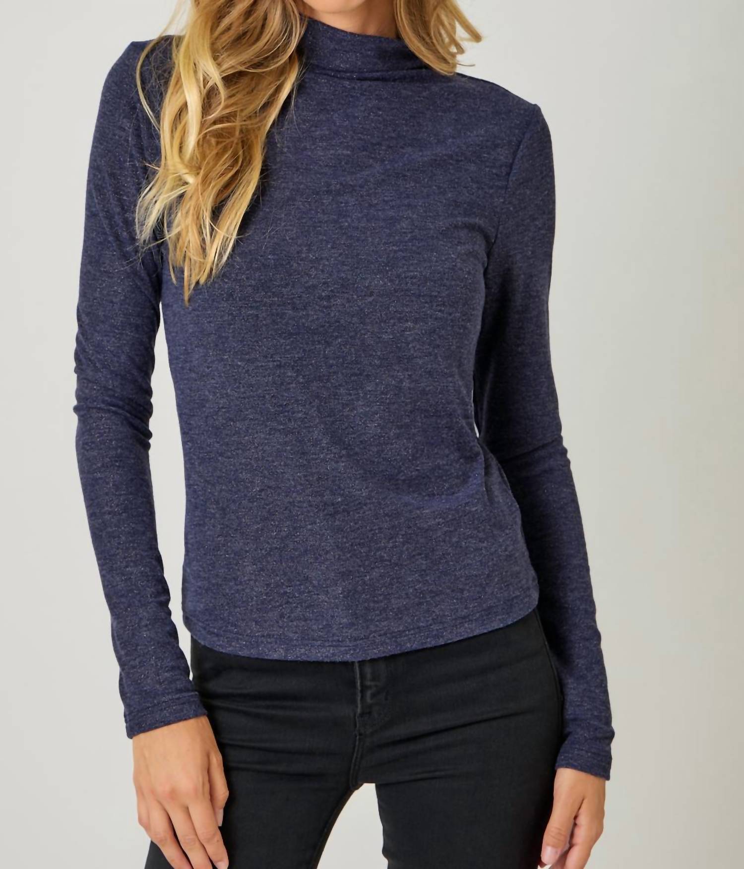 Mystree - Knit Mock Neck Long Sleeve Top
