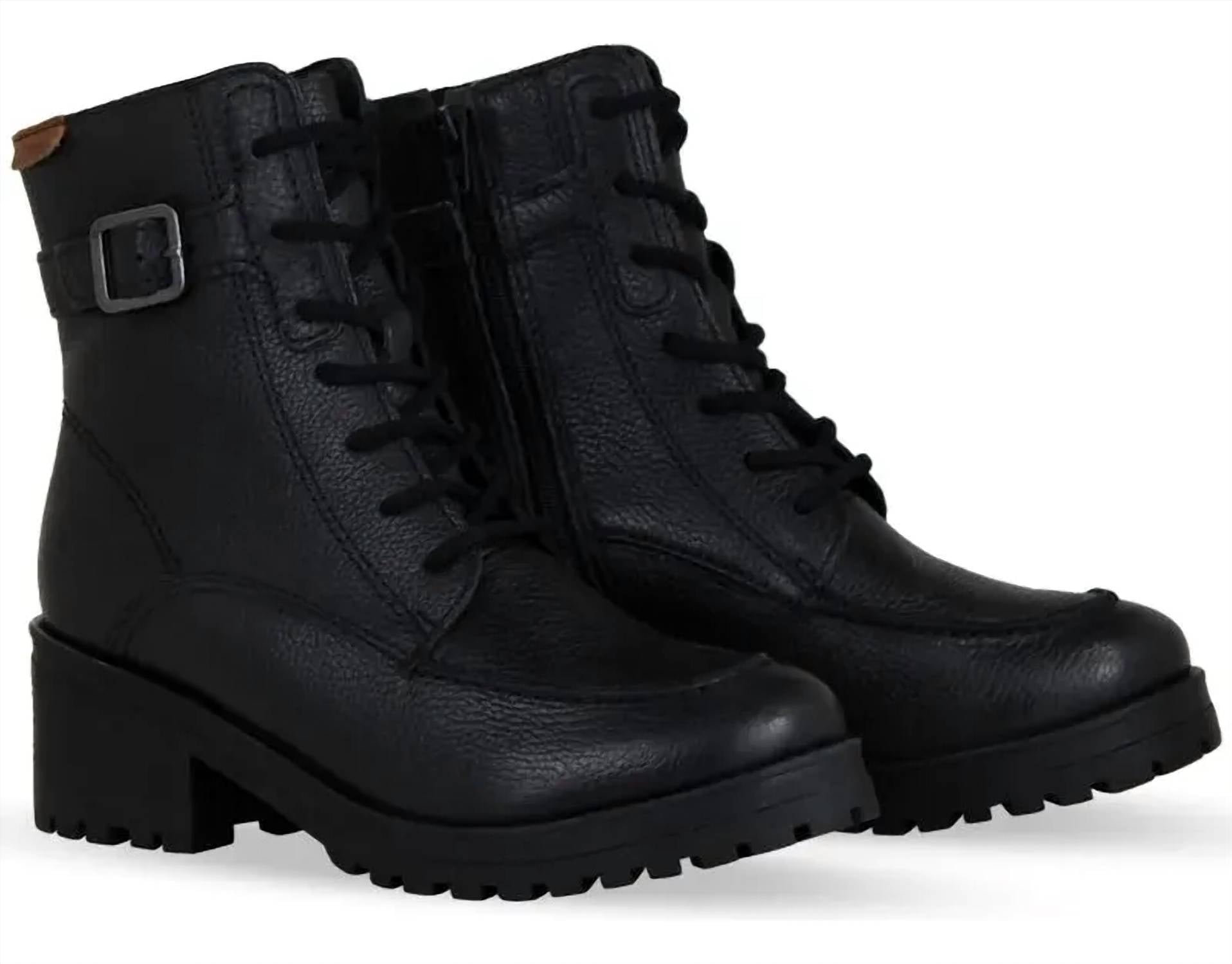Bottero Women's Leather Preto Lace-up Boots in black - women's shoe - detail view