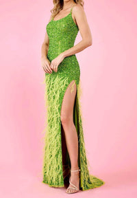 Rachel Allan - Scoop Embellished High Slit Gown