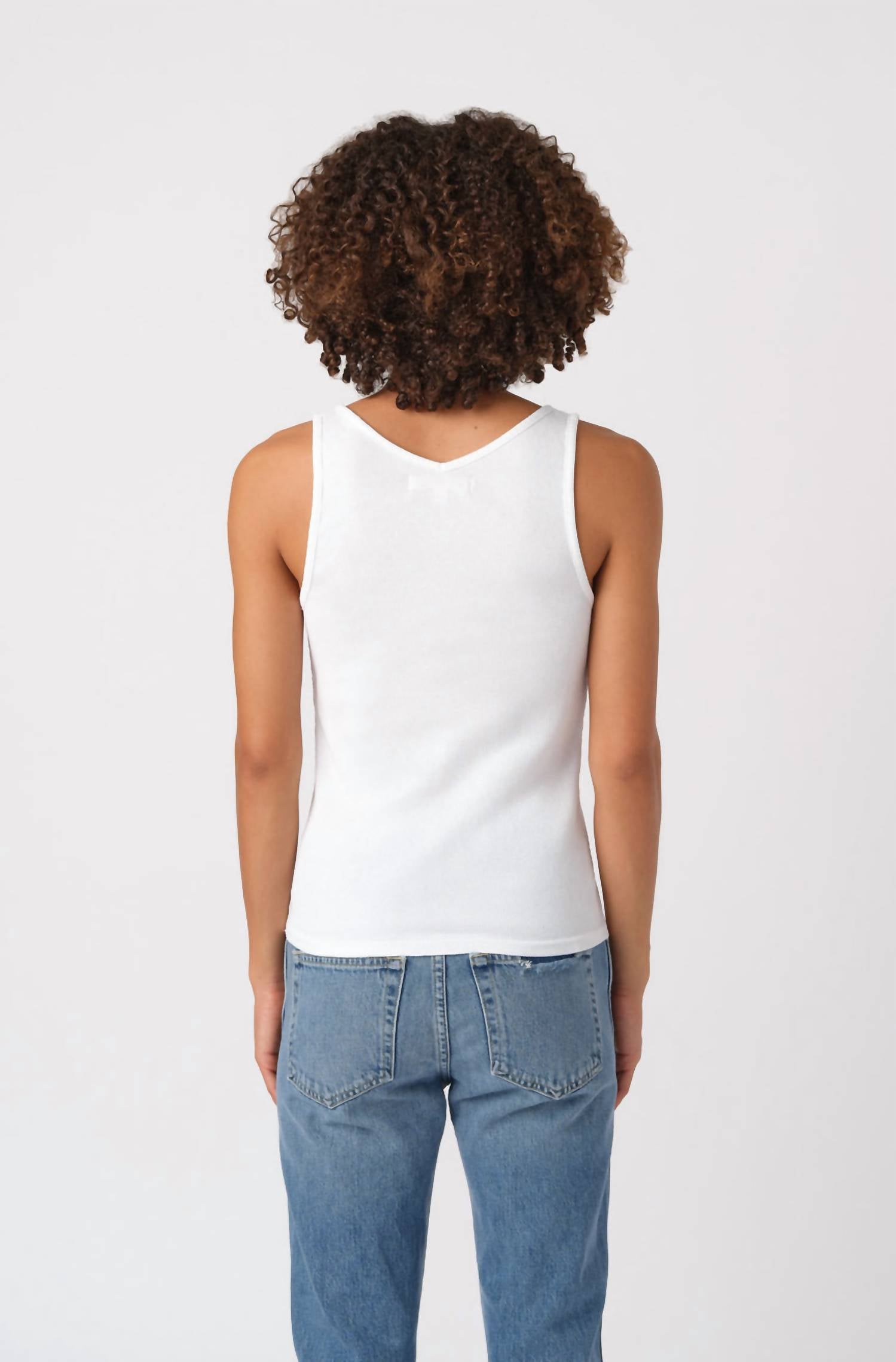 AMO Deeply Tank in white - women's tank top - detail view