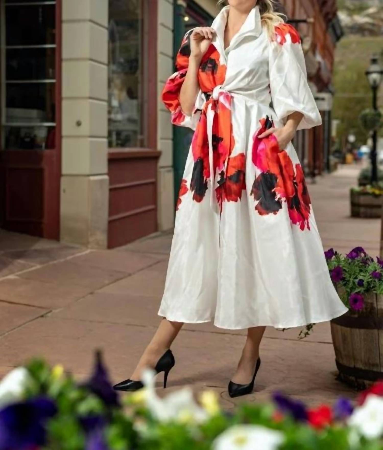 Samuel Dong - Double Wing Collar Coat Dress