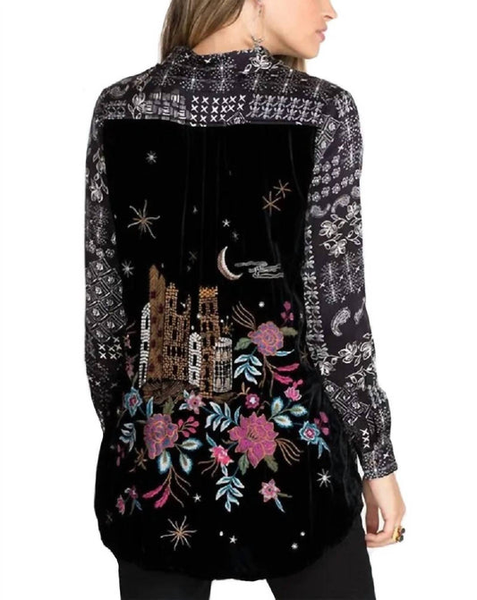 Cordelia Velvet Embroidered Bach Shirt