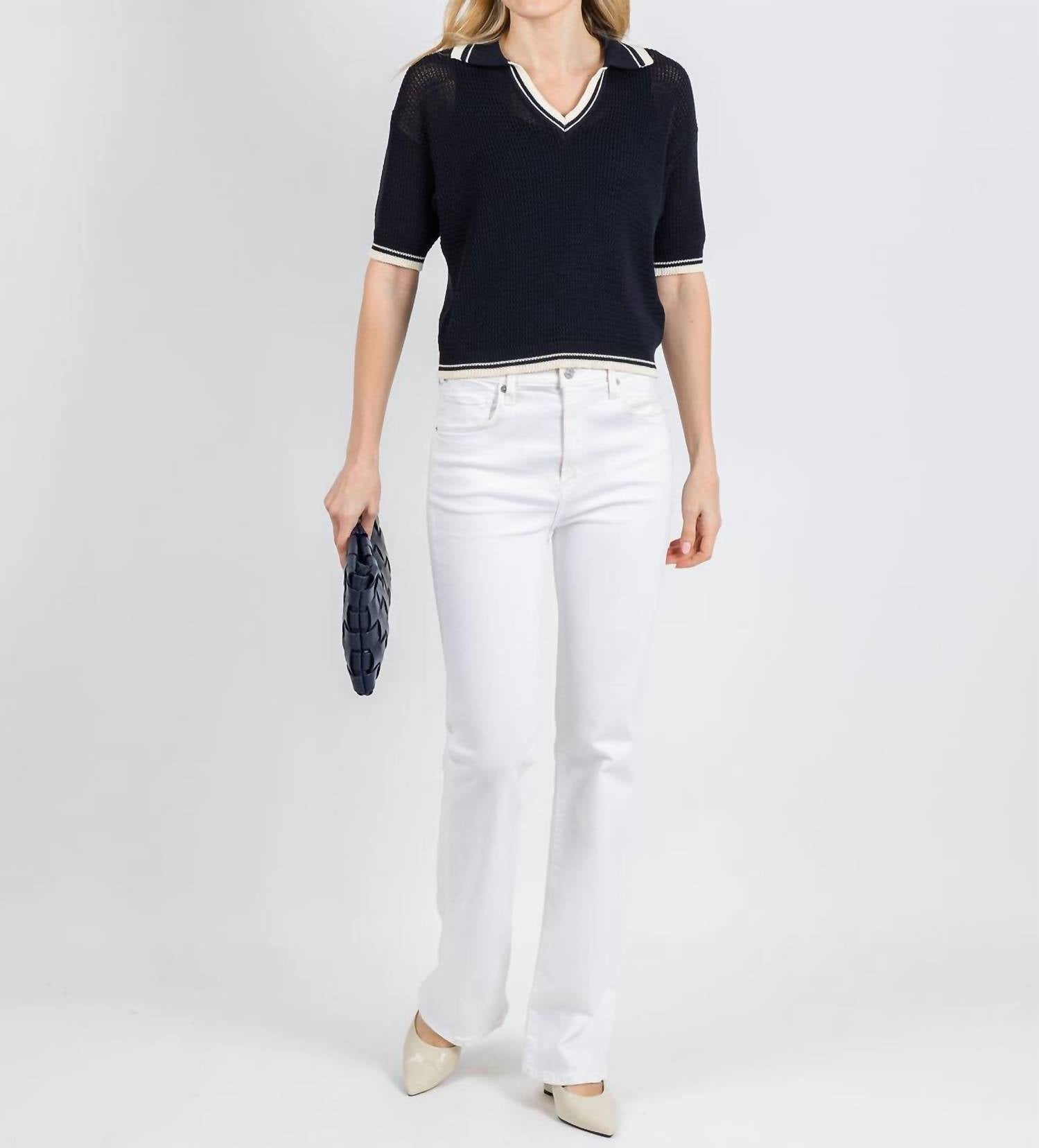 MARELLA Embi Polo Sweater in navy - women's sweater - detail view