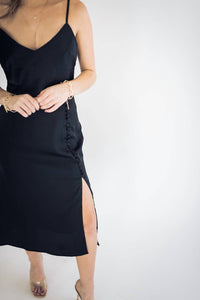 Falcon Park - Aniyah Satin Button Detail Midi Skirt