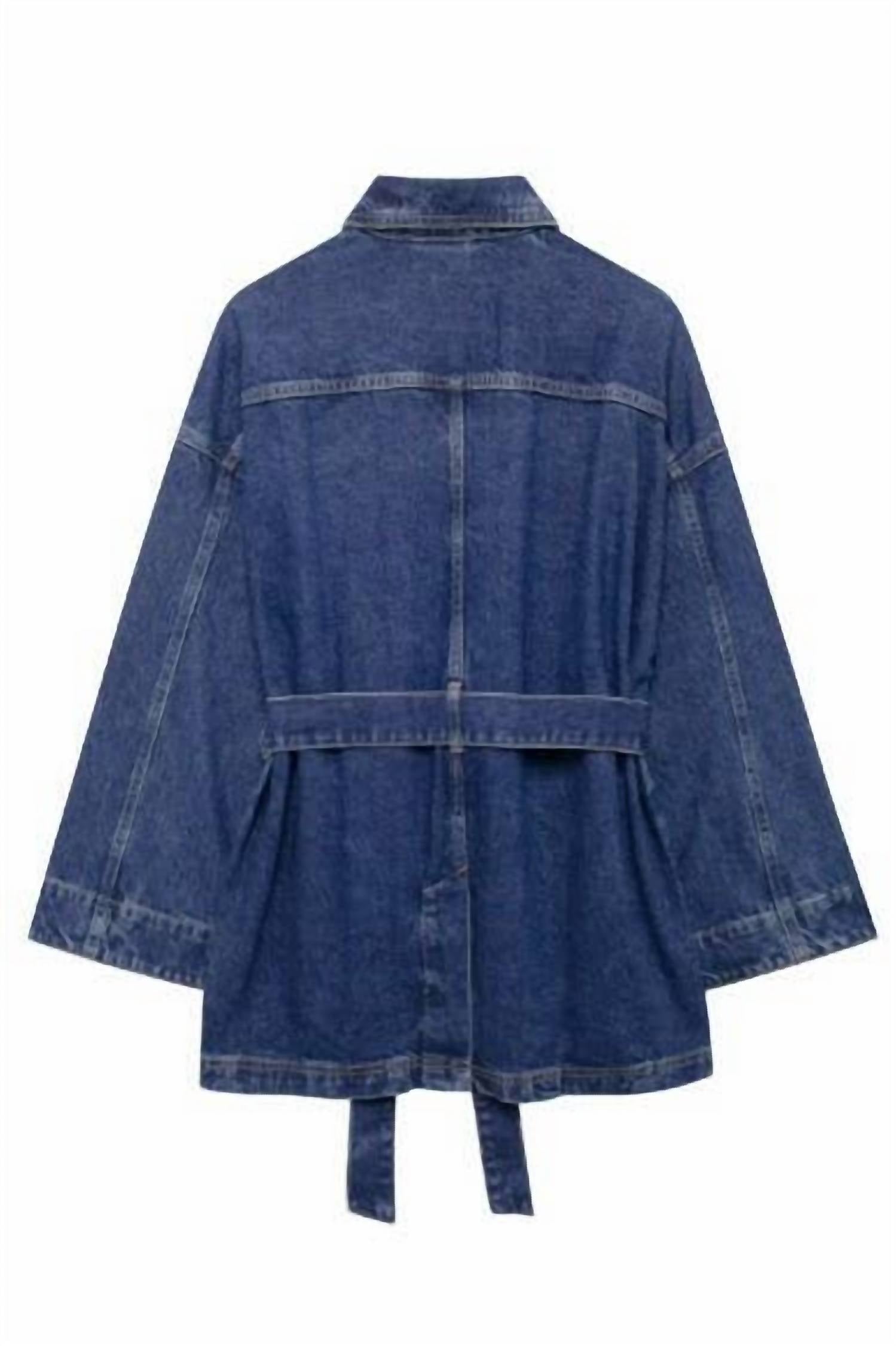 WISTERIA LANE Boho Oversized Jacket in dark denim - women's jacket - alternate view