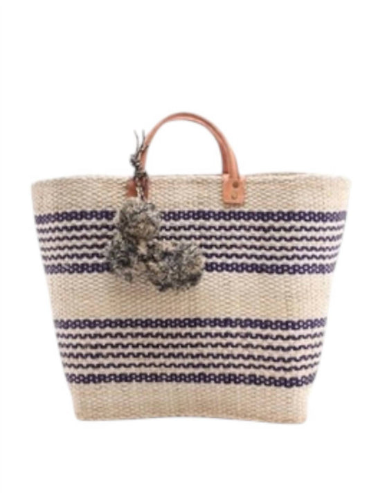 Faire - Women's Bohemian Striped Pom-pom Straw Bag