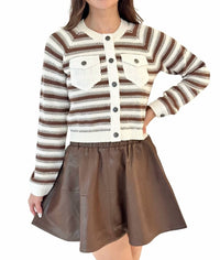 Astr - Chelsey Flared Faux Leather Mini Skirt