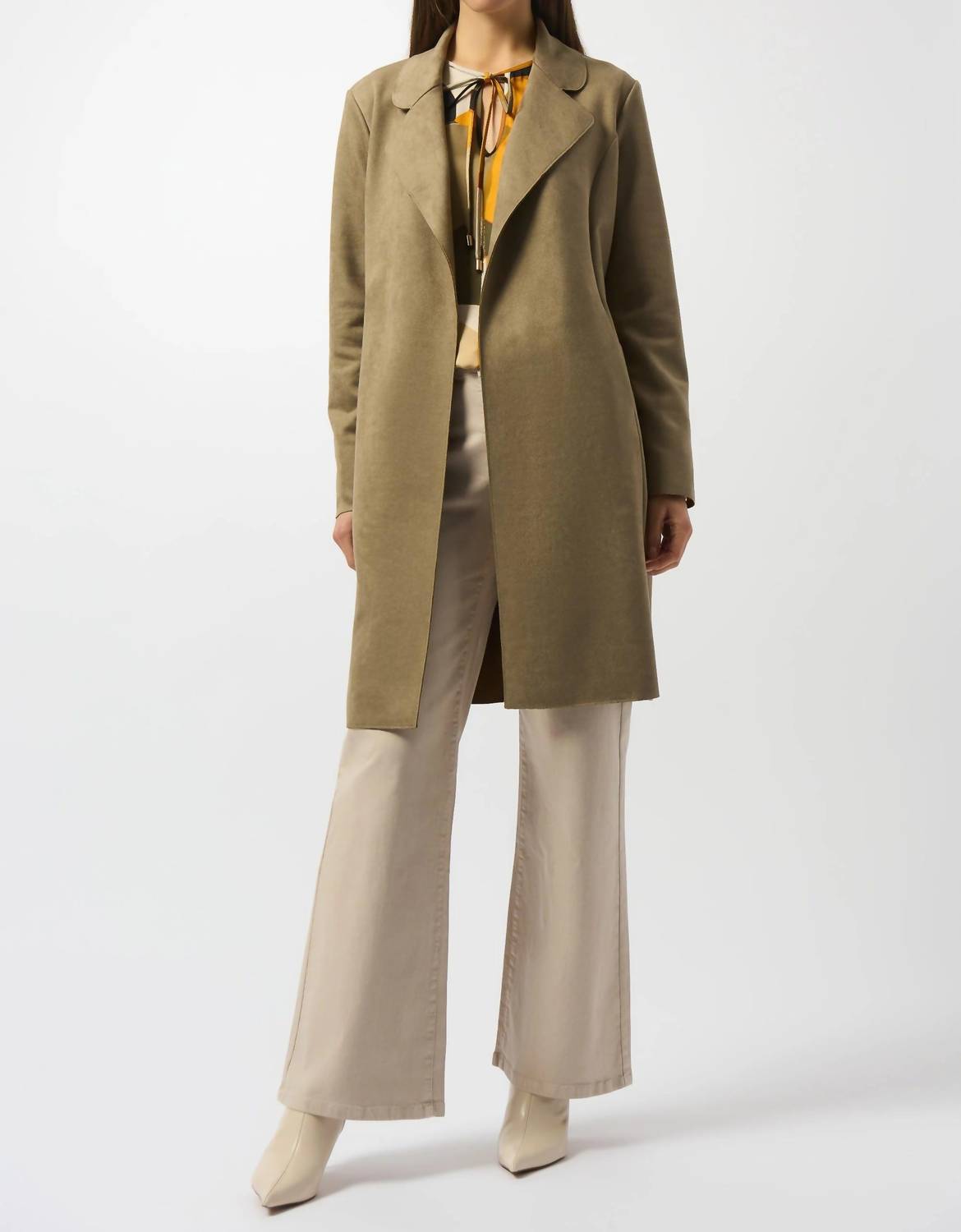 Joseph Ribkoff - Faux Suede Belted Trench Coat