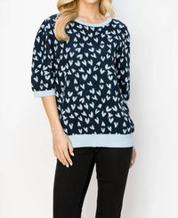 Joh - Sweetheart Short Sleeve Heart Sweater