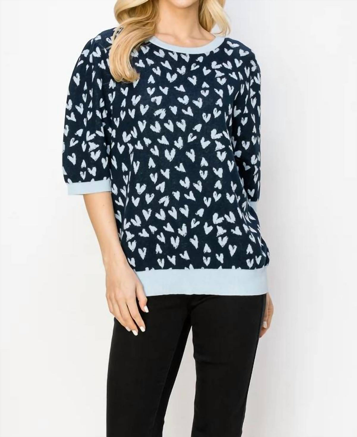 Joh - Sweetheart Short Sleeve Heart Sweater