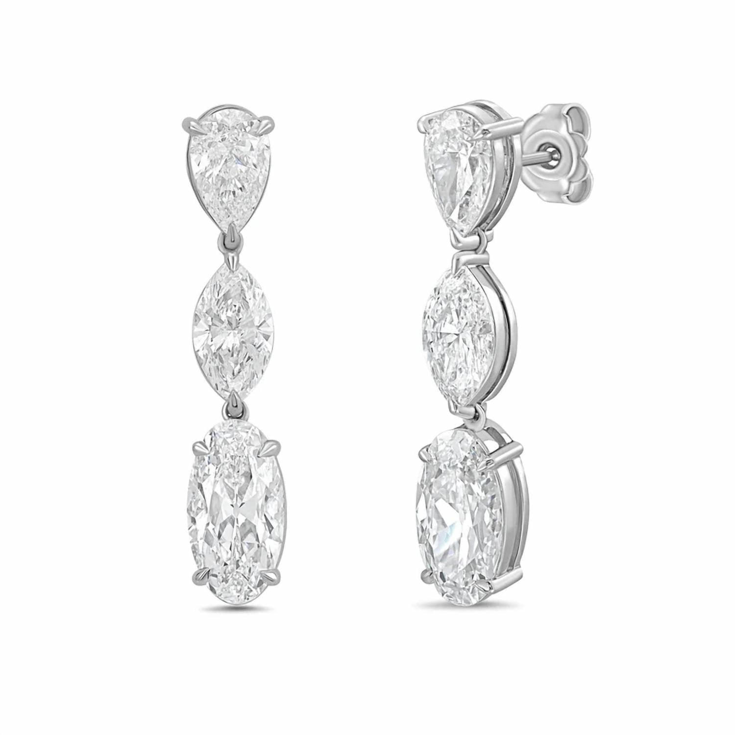 Diana M Jewels - Women's Pear Lab-Grown Diamond Stud Earrings (13.00 Ct TCW) - Signature