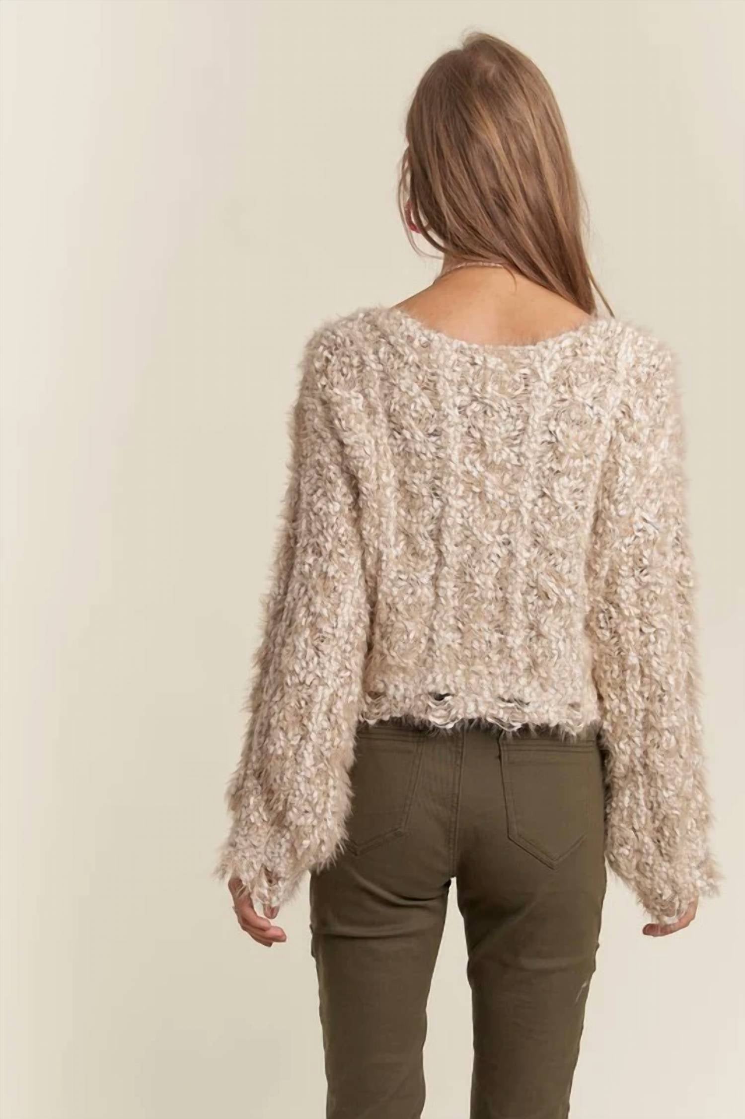 Adora - Popcorn Fuzzy Sweater Crop Top
