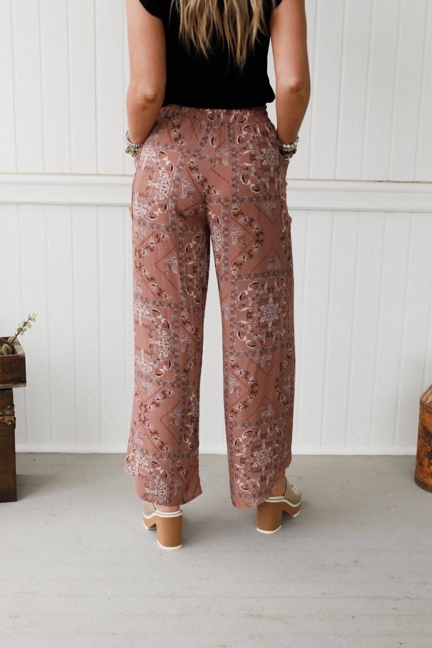 Three Bird Nest - Stasia Printed Drawstring Tulip Pants
