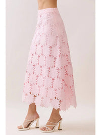 TCEC A-line Floral Lace Midi Skirt in pink - women's skirt - view 5