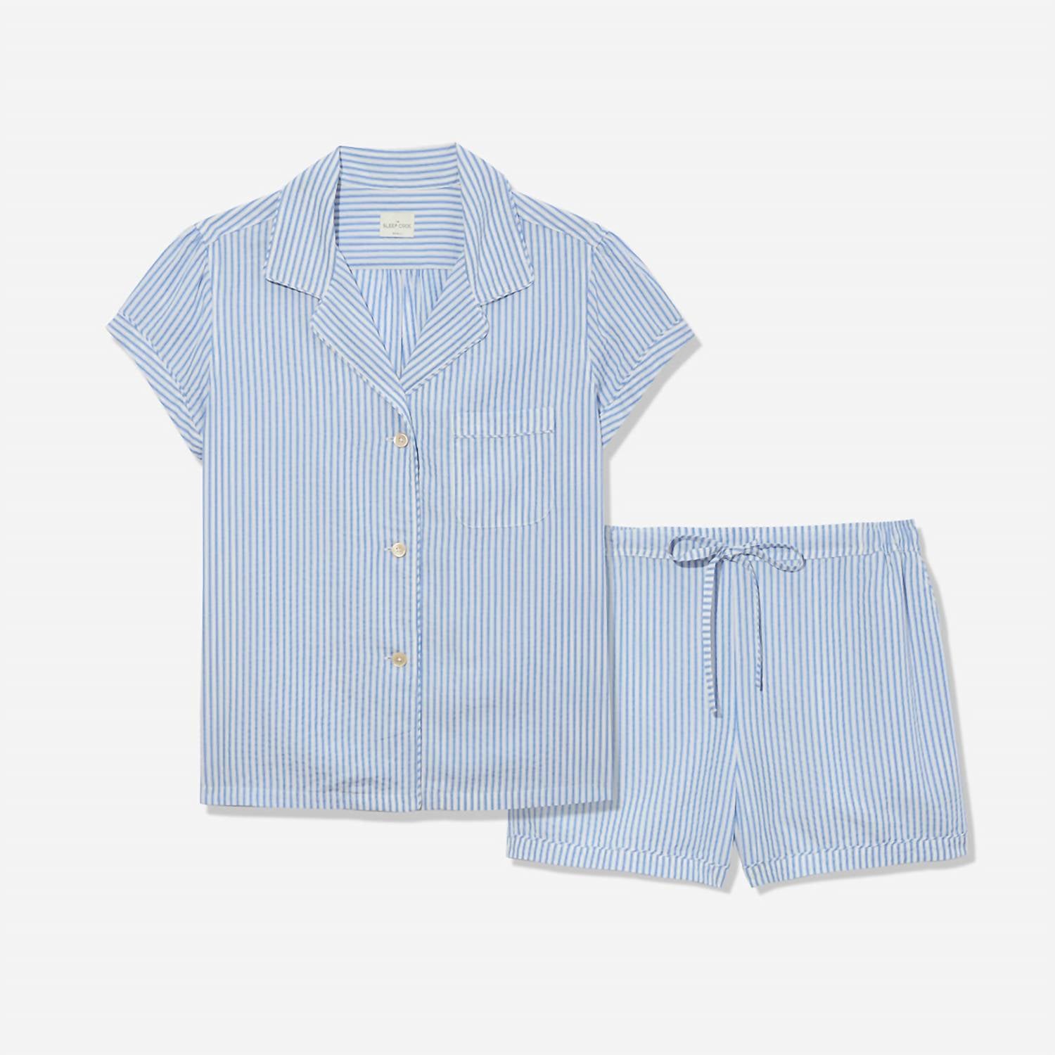 The Sleep Code Women's Ticking Stripe Short Pj Set in blue white - women's item - view 5