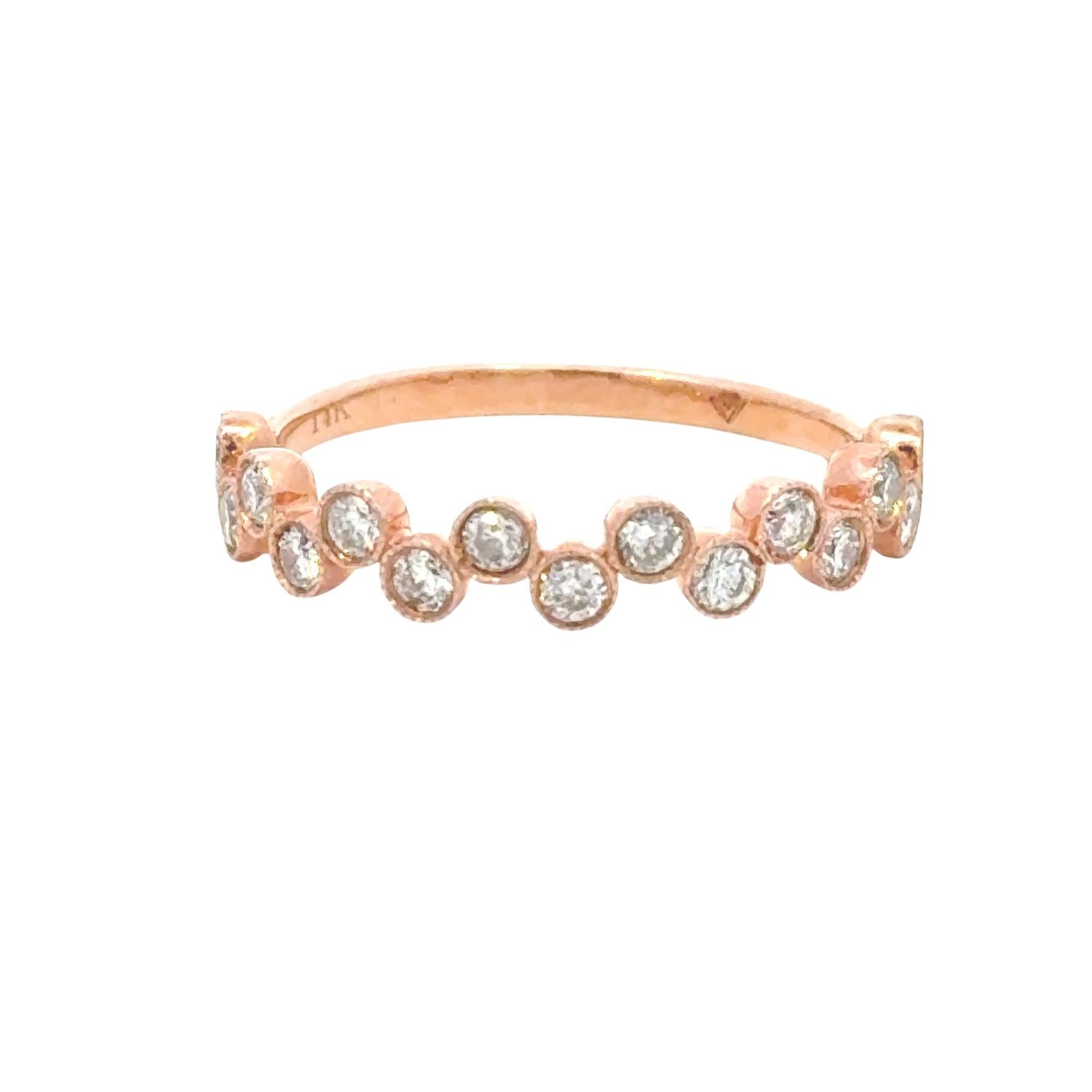 Aamiaa - 0.45 Carat Natural Round Diamond Bezel Set Band Ring - Size 6.5