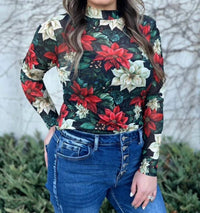 Sterling Kreek - Meet Me Under The Poinsettia Mesh Top