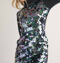 Klesis Hits The Spot Iridescent Sequin Sweater Dress in black - women's dress - view 4