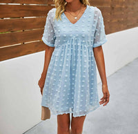 Epretty - Baby Doll Swiss Dot Mini Dress