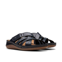 Clarks Women's Cecily Slides in black leather - women's sandal