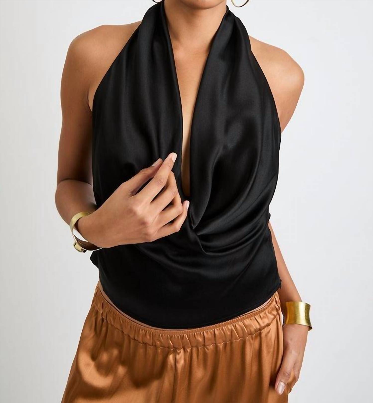 Beryll Poppy Silk Top in black - women's shirt