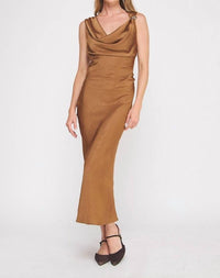 Allie Rose - Draped Midi Dress With Brooch Detail