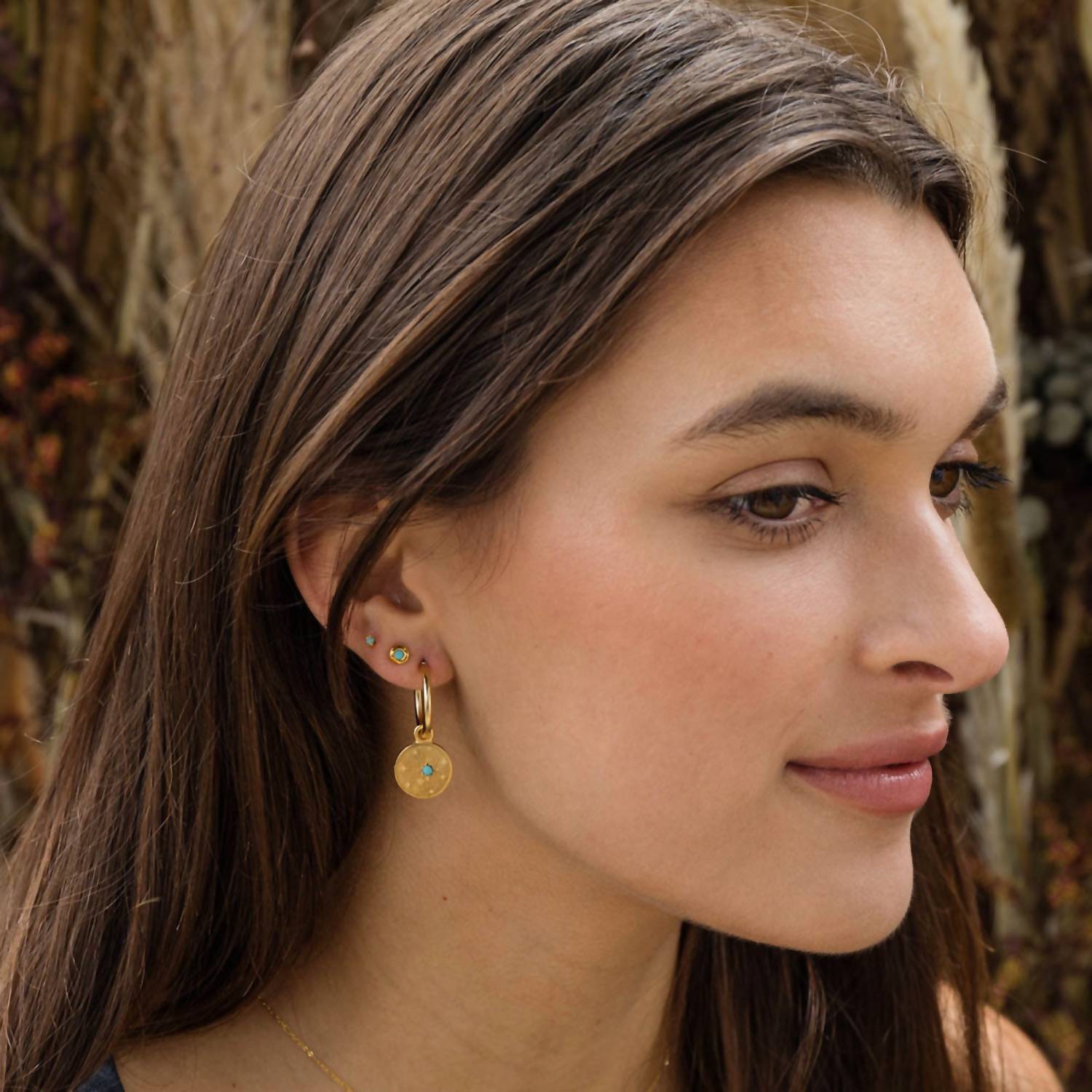 Amano Studio Women's Estrella Hoops Earrings in turquoise - women's jewelry - detail view