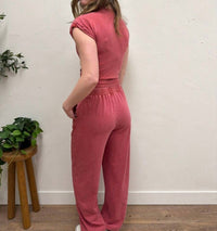 HYFVE 2 Piece Relaxed Fit Duo Top & Pants Set in red - women's sleepwear - view 4
