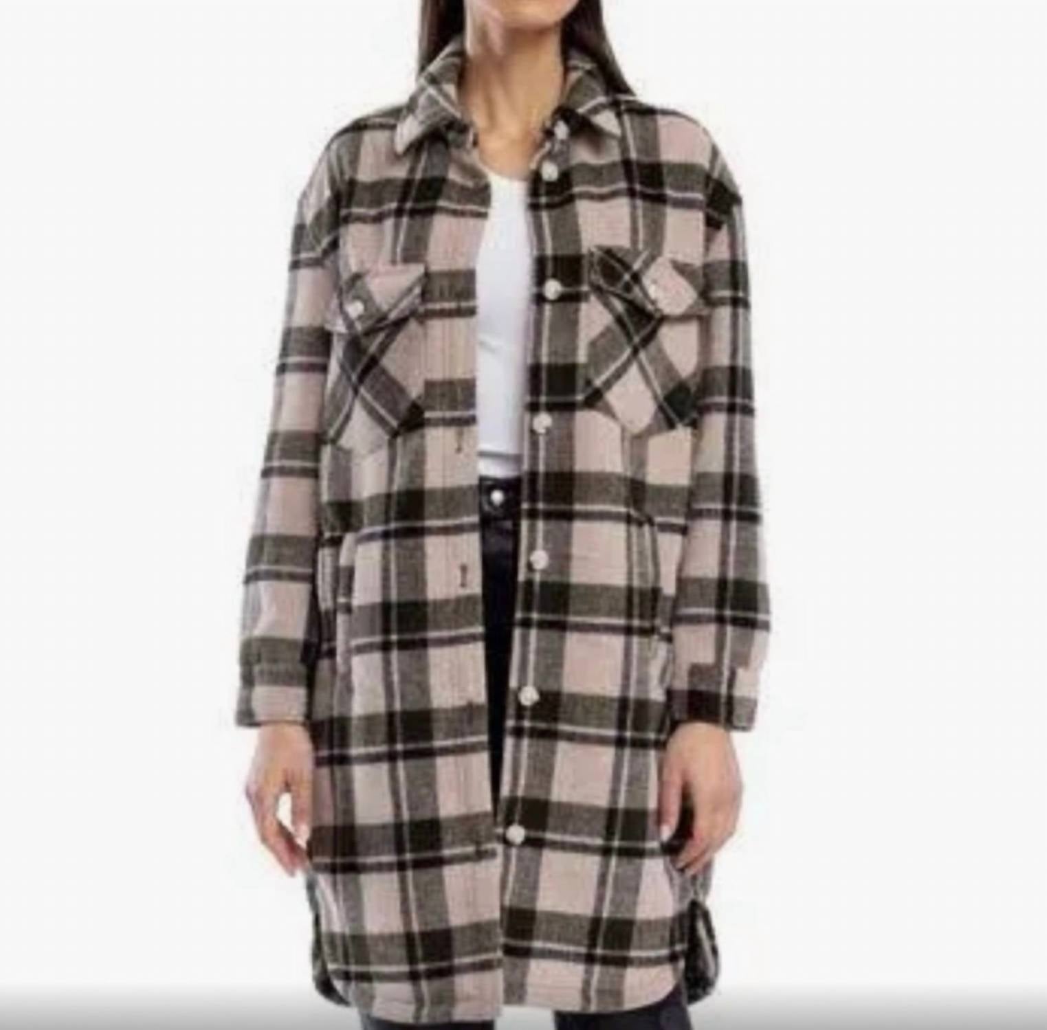 Blanknyc - Perfect Timing Plaid Wool Blend Long Shacket Jacket