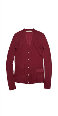 6397 Skinny Rib V Cardigan in wine - women's cardigan - view 8