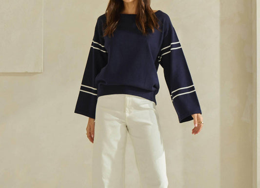 Able - Boat Neck Striped Knit Top