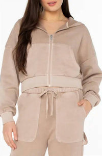 ROXY Sahara Vibes Zip Hoodie in warm taupe - women's top