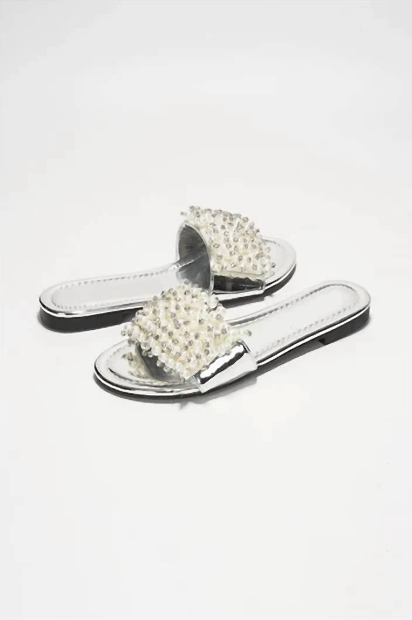 Cape Robbin - Women's Fara Pearl Studded Flat Sandal