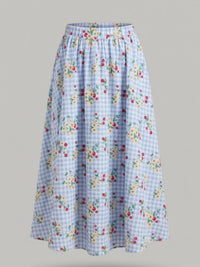 Easel - Women's Cherry Gingham Skirt