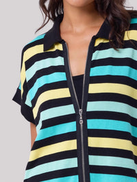 Angel Apparel - Stripe Knit Zip-up Top