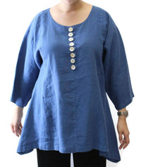 Mosaic - Scoop Neck Button Linen Top
