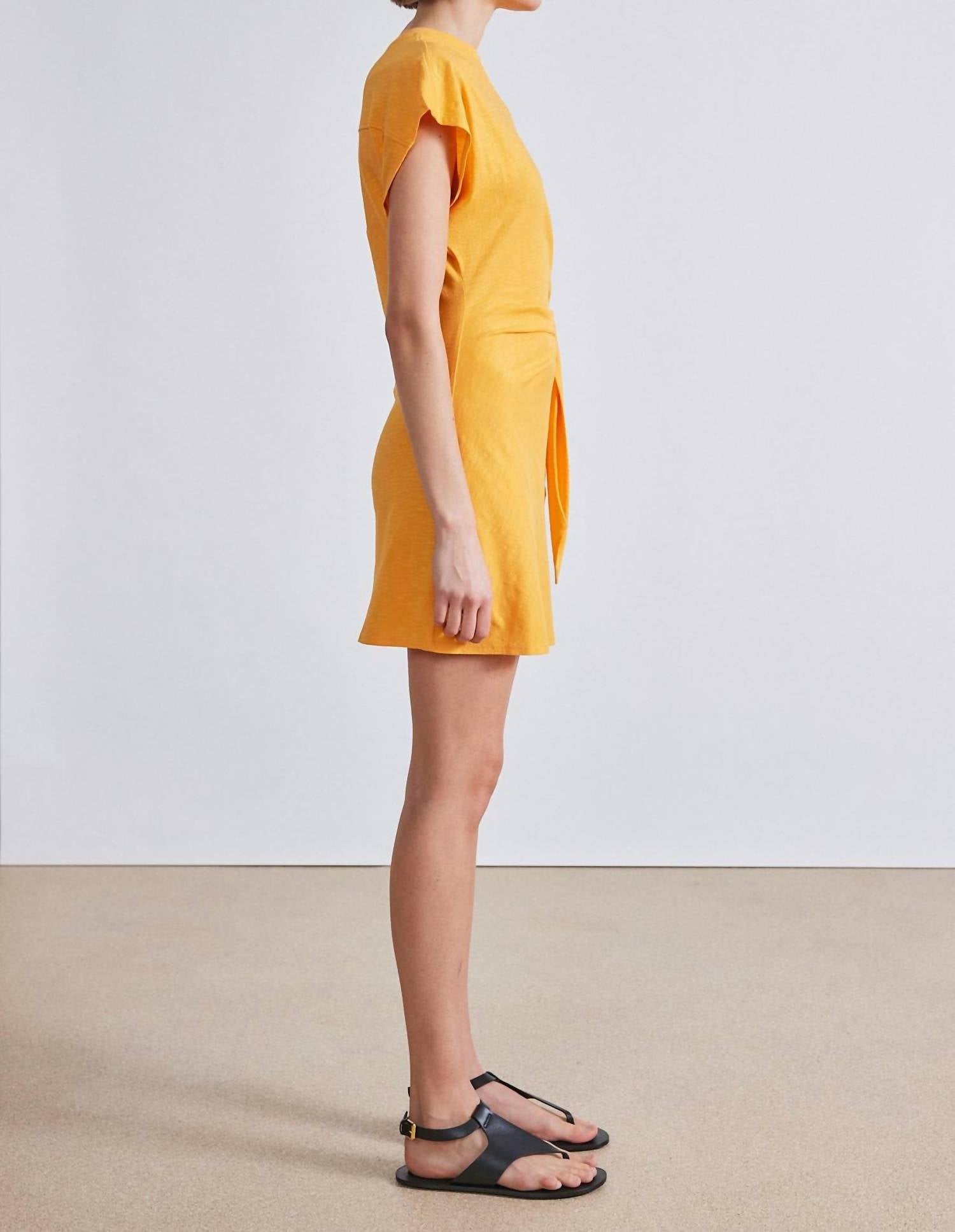 APIECE APART Nina Cinched Waist Mini Dress in creamsicle - women's dress - alternate view