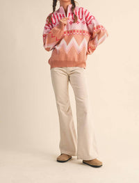 &Merci - Geometric Knit Half Zip Pullover