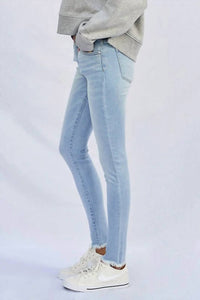 The Denim Lab - Mid Rise Raw Hem Skinny Jeans