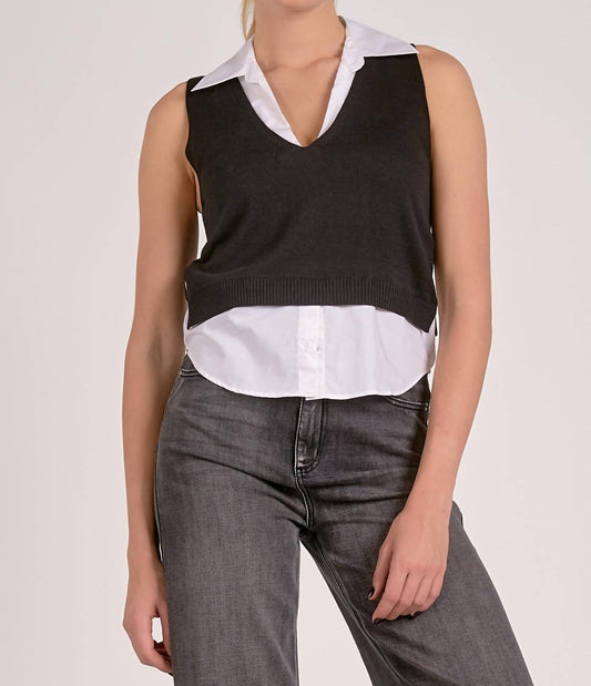 Elan - Sleeveless V Neck Layered Sweater