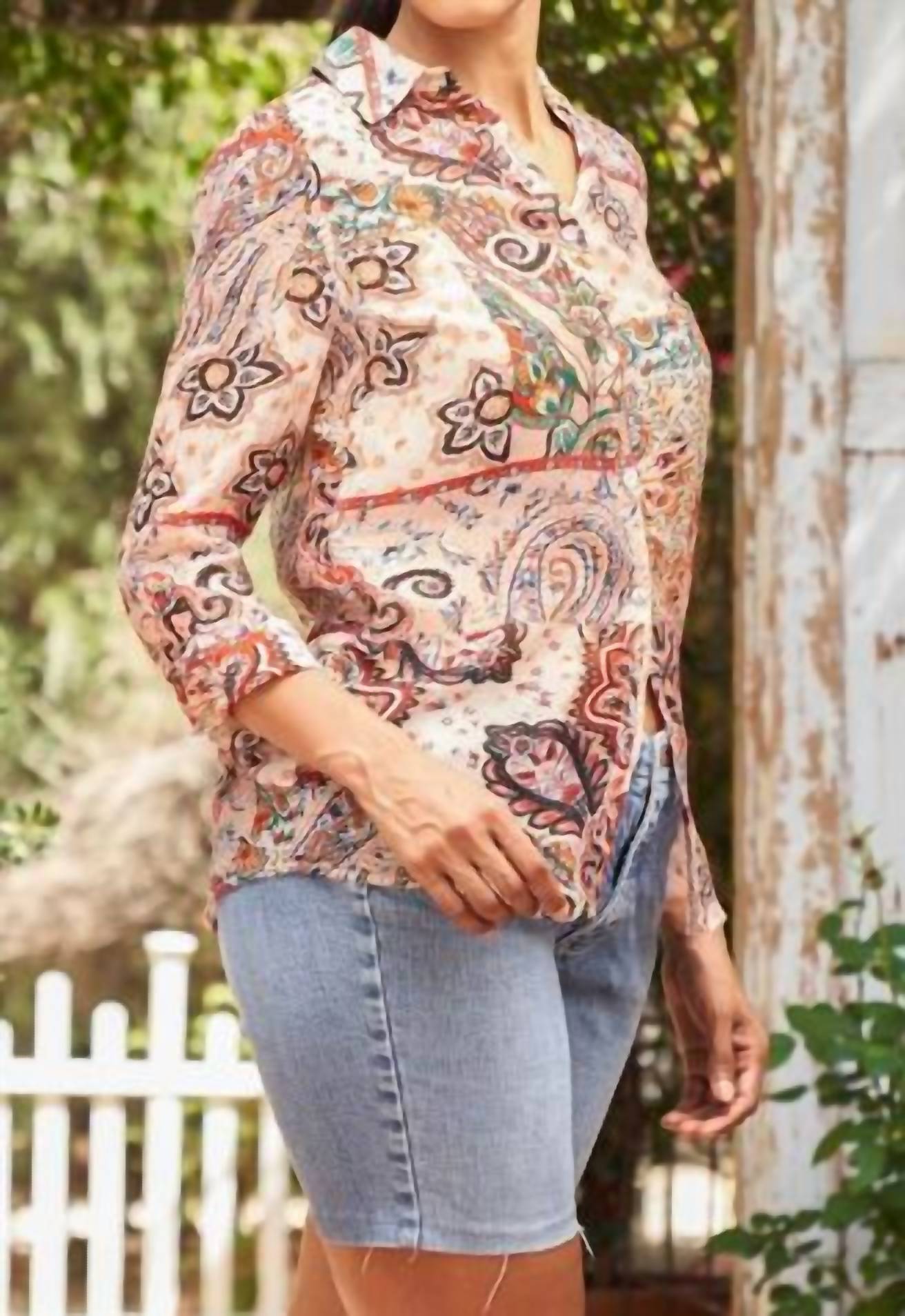Paparazzi - Voile Print Button Front Shirt
