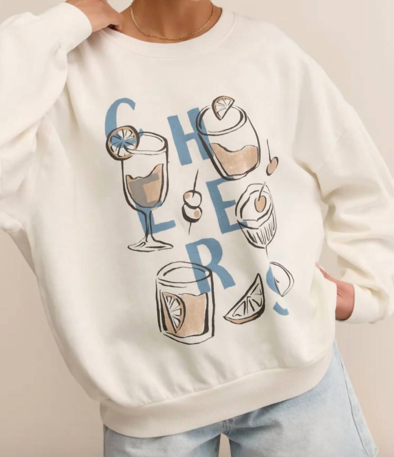 Z Supply Cheers Sunday Long Sleeve Sweatshirt in sea salt - women's top - view 4