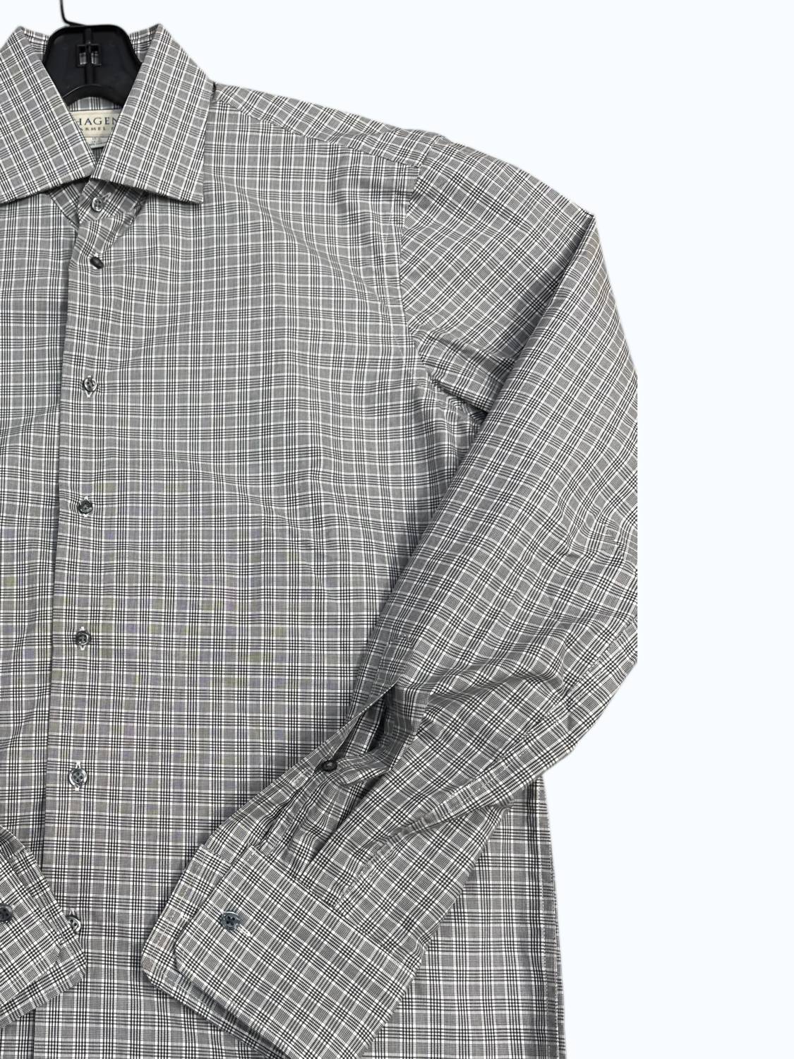 Hagen Men's Button Down Shirt in silver - men's shirt - detail view