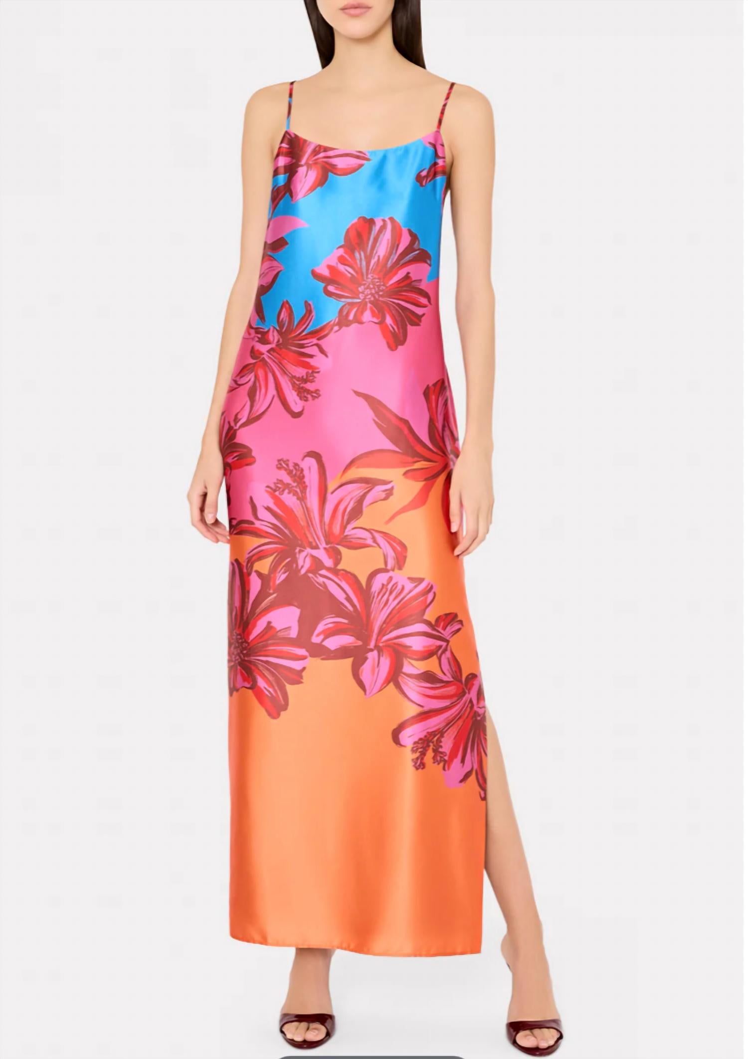 MILLY Lily Sunset Flower Maxi Dress in orange - women's dress
