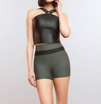 HEROINE SPORT O-tank Halter Neck Active Tank With Built-in Bra in bra in black - women's tank top