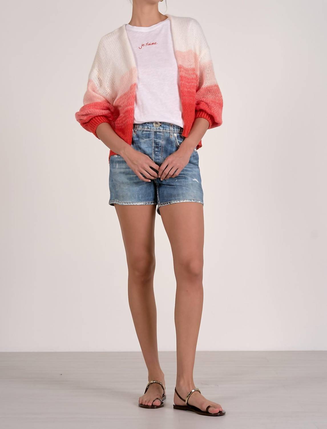 ELAN Loose Fit Cardigan Top in ombre - women's cardigan