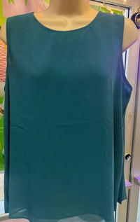 ee:some Women's Back Pleat Tank Top in teal - women's tank top