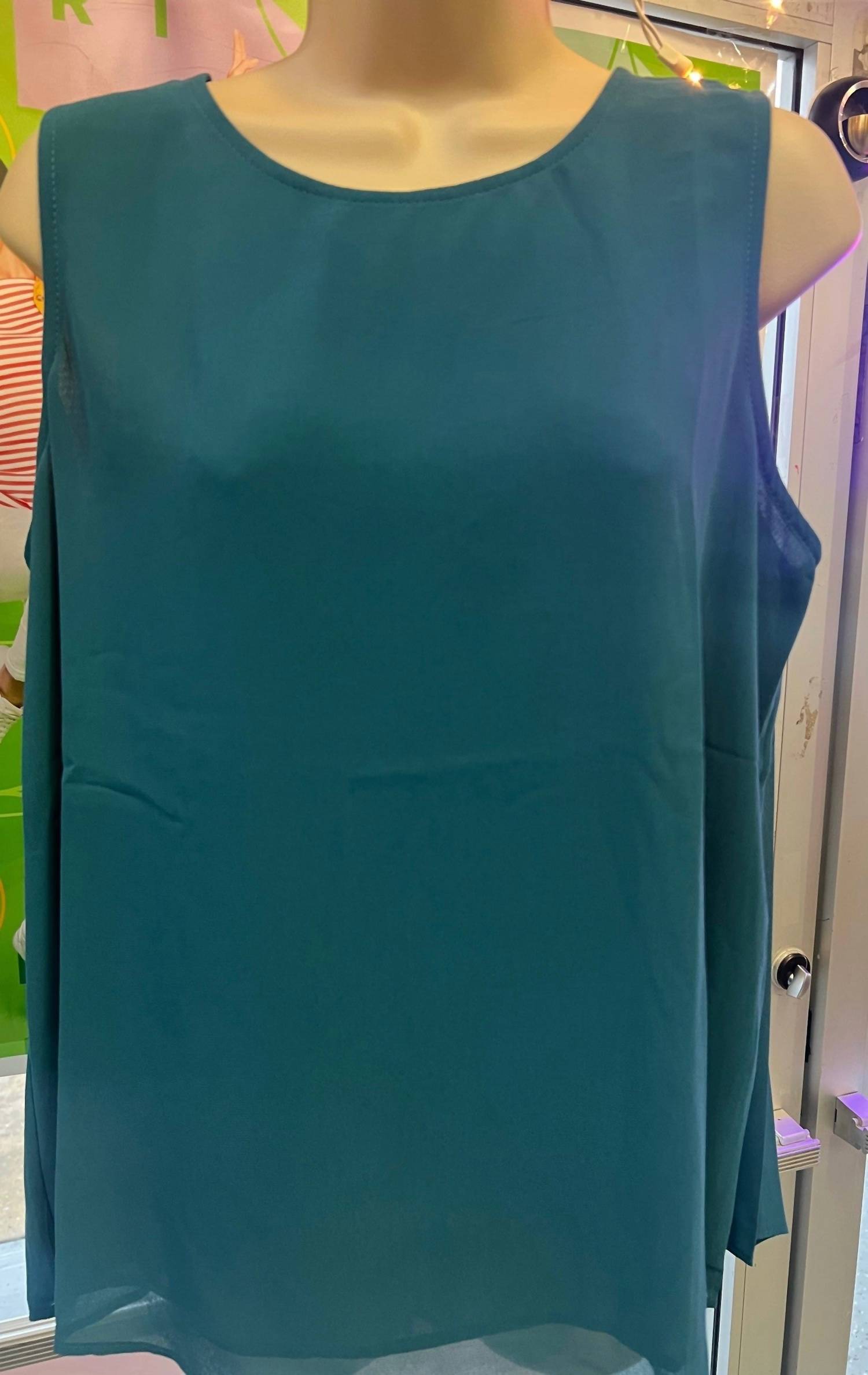 ee:some Women's Back Pleat Tank Top in teal - women's tank top