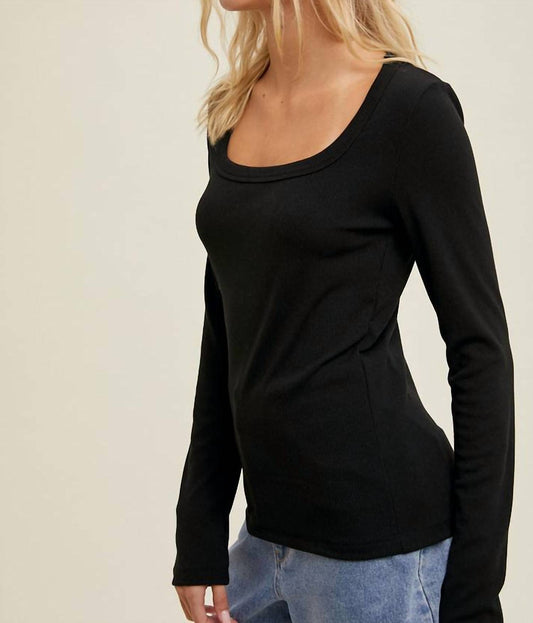 Wishlist - Scoop Neck Fitted Ribbed Knit Top