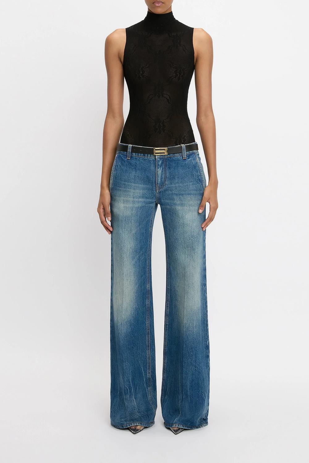 VICTORIA BECKHAM Sleeveless High Neck Bodysuit in black - women's shirt - alternate view